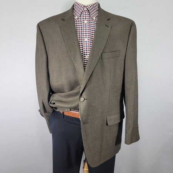 Chaps Men's Sport Coat Blazer Two Button‎ Polyester Blend Olive Brown Size 48R